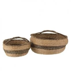 LANADECO Paniers Et Corbeilles Paniers Ronds Naturels H26cm - Lot De 2
