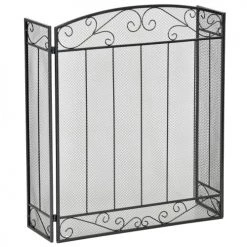 Homcom Accessoires De Cheminée Pare-feu Large Cheminée Ou Poêle 3 Volets Pliables Acier Métal Noir -Accessoires de cheminée Soldes pare feu large cheminee ou poele 3 volets pliables acier metal noir 3