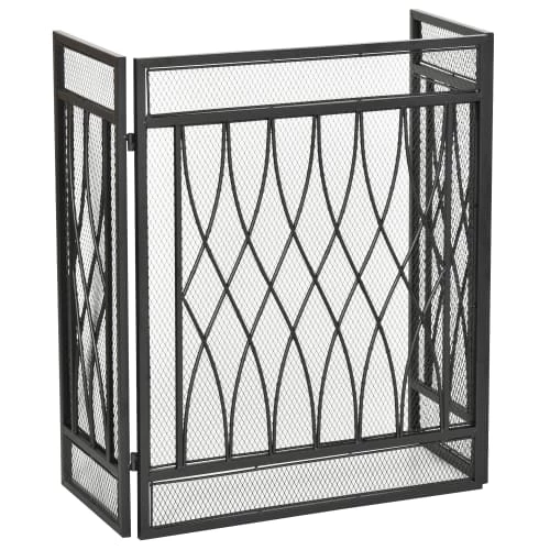Homcom Accessoires De Cheminée Pare-feu Large Pour Cheminée Ou Poêle 3 Volets Pliables Métal Noir 6 Homcom Accessoires De Cheminée Pare-feu Large Pour Cheminée Ou Poêle 3 Volets Pliables Métal Noir – Image 4