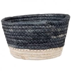 Maisons Du Monde Paniers Et Corbeilles Petit Panier En Fibre Végétale Et Fibre De Maïs Bleu Nuit Et Crème