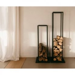 Wadiga Accessoires De Cheminée Porte Bûches En Métal Noir 33x33x85cm -Accessoires de cheminée Soldes porte buches en metal noir 33x33x85cm 2