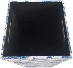 Mobili Rebecca Paniers Et Corbeilles Porte Parapluie Rectangulaire En Toile Bois Florale Blanc Et Bleu -Accessoires de cheminée Soldes porte parapluie rectangulaire en toile bois florale blanc et bleu 3