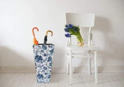 Mobili Rebecca Paniers Et Corbeilles Porte Parapluie Rectangulaire En Toile Bois Florale Blanc Et Bleu -Accessoires de cheminée Soldes porte parapluie rectangulaire en toile bois florale blanc et bleu 4