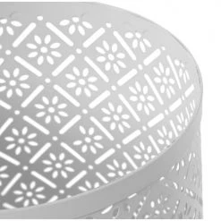 Wadiga Paniers Et Corbeilles Porte Parapluie Rond En Métal Ajouré Blanc 24x45cm -Accessoires de cheminée Soldes porte parapluie rond en metal ajoure blanc 24x45cm 9