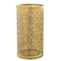 Wadiga Paniers Et Corbeilles Porte Parapluie Rond En Métal Ajouré Doré 24x45cm