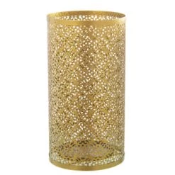 Wadiga Paniers Et Corbeilles Porte Parapluie Rond En Métal Ajouré Doré 24x45cm -Accessoires de cheminée Soldes porte parapluie rond en metal ajoure dore 24x45cm 4