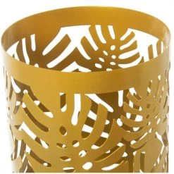Wadiga Paniers Et Corbeilles Porte Parapluie Rond En Métal Ajouré Doré Feuilles 49x19cm -Accessoires de cheminée Soldes porte parapluie rond en metal ajoure dore feuilles 49x19cm 2