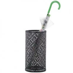 Wadiga Paniers Et Corbeilles Porte Parapluie Rond En Métal Ajouré Gris 24x45cm -Accessoires de cheminée Soldes porte parapluie rond en metal ajoure gris 24x45cm 2