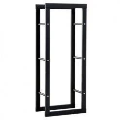Homcom Accessoires De Cheminée Range Bûches Design Contemporain Rectangulaire H100 Cm Métal Noir