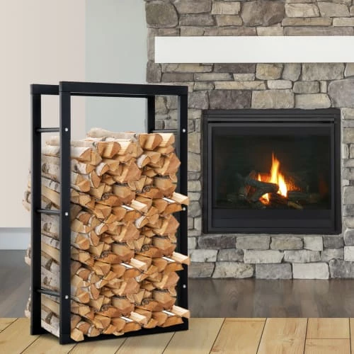 Homcom Accessoires De Cheminée Range Bûches Design Contemporain Rectangulaire H100 Cm Métal Noir 4 Homcom Accessoires De Cheminée Range Bûches Design Contemporain Rectangulaire H100 Cm Métal Noir – Image 2