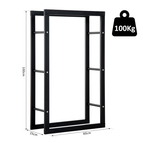 Homcom Accessoires De Cheminée Range Bûches Design Contemporain Rectangulaire H100 Cm Métal Noir 5 Homcom Accessoires De Cheminée Range Bûches Design Contemporain Rectangulaire H100 Cm Métal Noir – Image 3