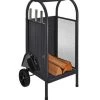 Wadiga Range Bûches Sur Roulettes Et Accessoires De Cheminée En Métal Noir -Accessoires de cheminée Soldes range buches sur roulettes et accessoires de cheminee en metal noir
