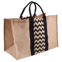 Aubry Gaspard Accessoires De Cheminée Sac à Bûches En Jute Chevron Noir