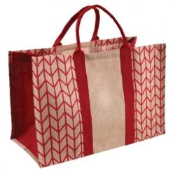Aubry Gaspard Accessoires De Cheminée Sac à Bûches En Jute Chevron Rouge