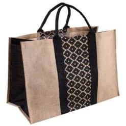 Aubry Gaspard Accessoires De Cheminée Sac à Bûches En Jute Motifs Noir -Accessoires de cheminée Soldes sac a buches en jute motifs noir 4