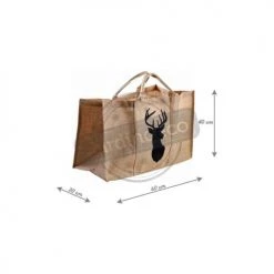 Aubry Gaspard Accessoires De Cheminée Sac à Bûches En Jute Naturel - Cerf Noir -Accessoires de cheminée Soldes sac a buches en jute naturel cerf noir 3
