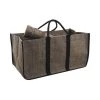 Aubry Gaspard Accessoires De Cheminée Sac à Bûches En Toile De Jute Anses Noires -Accessoires de cheminée Soldes sac a buches en toile de jute anses noires
