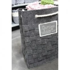 Meubletmoi Paniers Et Corbeilles Sac à Linge Gris En Feutrine Souple -Accessoires de cheminée Soldes sac a linge gris en feutrine souple 2