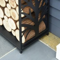 Homcom Accessoires De Cheminée Serviteur De Cheminée Arbre Range Bûches 4 Accessoires Métal Noir -Accessoires de cheminée Soldes serviteur de cheminee arbre range buches 4 accessoires metal noir 3