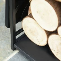 Homcom Accessoires De Cheminée Serviteur De Cheminée Arbre Range Bûches 4 Accessoires Métal Noir -Accessoires de cheminée Soldes serviteur de cheminee arbre range buches 4 accessoires metal noir 4