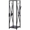 Outsunny Accessoires De Cheminée Serviteur De Cheminée Colonne Range Bûches 4 Accessoires Métal Noir -Accessoires de cheminée Soldes serviteur de cheminee colonne range buches 4 accessoires metal noir