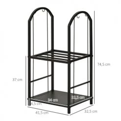 Outsunny Accessoires De Cheminée Serviteur De Cheminée Range Bûche 2 étagères 4 Accessoires Métal Noir -Accessoires de cheminée Soldes serviteur de cheminee range buche 2 etageres 4 accessoires metal noir 8