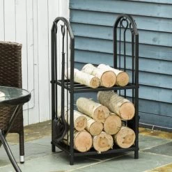 Outsunny Accessoires De Cheminée Serviteur De Cheminée Range Bûche 2 étagères 4 Accessoires Métal Noir -Accessoires de cheminée Soldes serviteur de cheminee range buche 2 etageres 4 accessoires metal noir 9