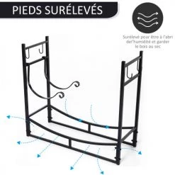 Outsunny Accessoires De Cheminée Serviteur De Cheminée Range Bûches 4 Accessoires Inclus Métal Noir -Accessoires de cheminée Soldes serviteur de cheminee range buches 4 accessoires inclus metal noir 29