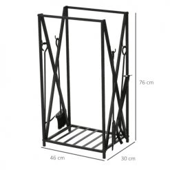 Homcom Accessoires De Cheminée Serviteur De Cheminée Range Bûches 4 Accessoires Inclus Métal Noir -Accessoires de cheminée Soldes serviteur de cheminee range buches 4 accessoires inclus metal noir 8