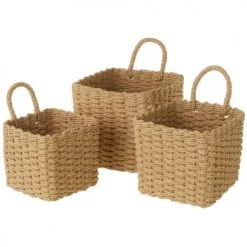 Unimasa Paniers Et Corbeilles Set 3 Panières Beige En Fibre De Papier Tressée