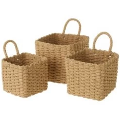 Unimasa Paniers Et Corbeilles Set 3 Panières Beige En Fibre De Papier Tressée -Accessoires de cheminée Soldes set 3 panieres beige en fibre de papier tressee 3