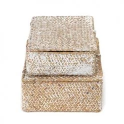 Compactor Set De 2 Boîtes De Rangement En Jonc De Mer Tressé -Accessoires de cheminée Soldes set de 2 boites de rangement en jonc de mer tresse 5