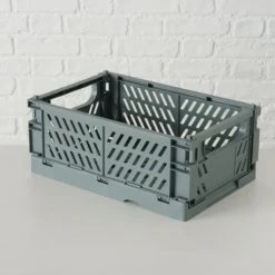 Wadiga Boîtes Set De 2 Caisses Pliables En Plastique Recyclé Gris Style Cagettes -Accessoires de cheminée Soldes set de 2 caisses pliables en plastique recycle gris style cagettes 3