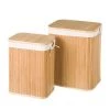 Wadiga Set De 2 Paniers à Linge Rectangulaires Bambou Intérieur Tissu -Accessoires de cheminée Soldes set de 2 paniers a linge rectangulaires bambou interieur tissu