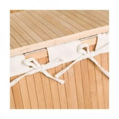 Wadiga Set De 2 Paniers à Linge Rectangulaires Bambou Intérieur Tissu -Accessoires de cheminée Soldes set de 2 paniers a linge rectangulaires bambou interieur tissu 3