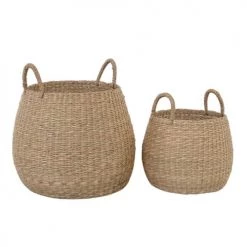 Casatera Paniers Et Corbeilles Set De 2 Paniers Boules à Anses Marron