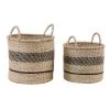 Casatera Paniers Et Corbeilles Set De 2 Paniers Ronds à Anses Marron -Accessoires de cheminée Soldes set de 2 paniers ronds a anses marron