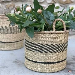 Casatera Paniers Et Corbeilles Set De 2 Paniers Ronds à Anses Marron -Accessoires de cheminée Soldes set de 2 paniers ronds a anses marron 4