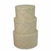 Casatera Set De 3 Boîtes Ovales En Pandan Beige -Accessoires de cheminée Soldes set de 3 boites ovales en pandan beige