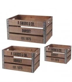 Wadiga Boîtes Set De 3 Caisses En Bois Et Métal