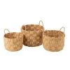 Calicosy Paniers Et Corbeilles Set De 3 Panier Rond En Jacynthe D'eau Naturel - Beige -Accessoires de cheminée Soldes set de 3 panier rond en jacynthe d eau naturel beige