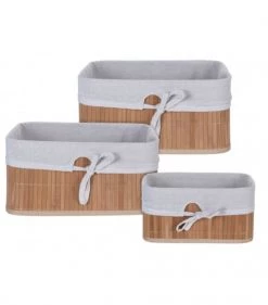 Wadiga Paniers Et Corbeilles Set De 3 Paniers De Rangement En Bambou Pour Salle De Bain