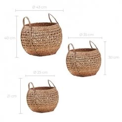 Rendez Vous Déco Paniers Et Corbeilles Set De 3 Paniers En Fibres Naturelles -Accessoires de cheminée Soldes set de 3 paniers en fibres naturelles 3