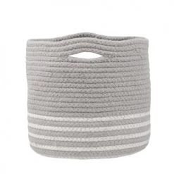 Stof Paniers Et Corbeilles Set De 3 Paniers Ronds à Anses Coton Gris -Accessoires de cheminée Soldes set de 3 paniers ronds a anses coton gris 1