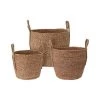 Wadiga Paniers Et Corbeilles Set De 3 Paniers Ronds Tressés En Jonc De Mer -Accessoires de cheminée Soldes set de 3 paniers ronds tresses en jonc de mer