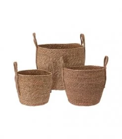 Wadiga Paniers Et Corbeilles Set De 3 Paniers Ronds Tressés En Jonc De Mer
