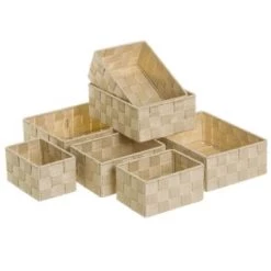 Unimasa Paniers Et Corbeilles Set De 7 Panières Déco Grises -Accessoires de cheminée Soldes set de 7 panieres deco beige