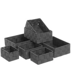 Unimasa Paniers Et Corbeilles Set De 7 Panières Déco Beige -Accessoires de cheminée Soldes set de 7 panieres deco grises 3