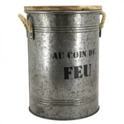 Aubry Gaspard Accessoires De Cheminée Tabouret Et Seau à Pellets Métal Galvanisé Au Coin Du Feu