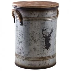 Aubry Gaspard Accessoires De Cheminée Tabouret Et Seau à Pellets Métal Galvanisé Cerf